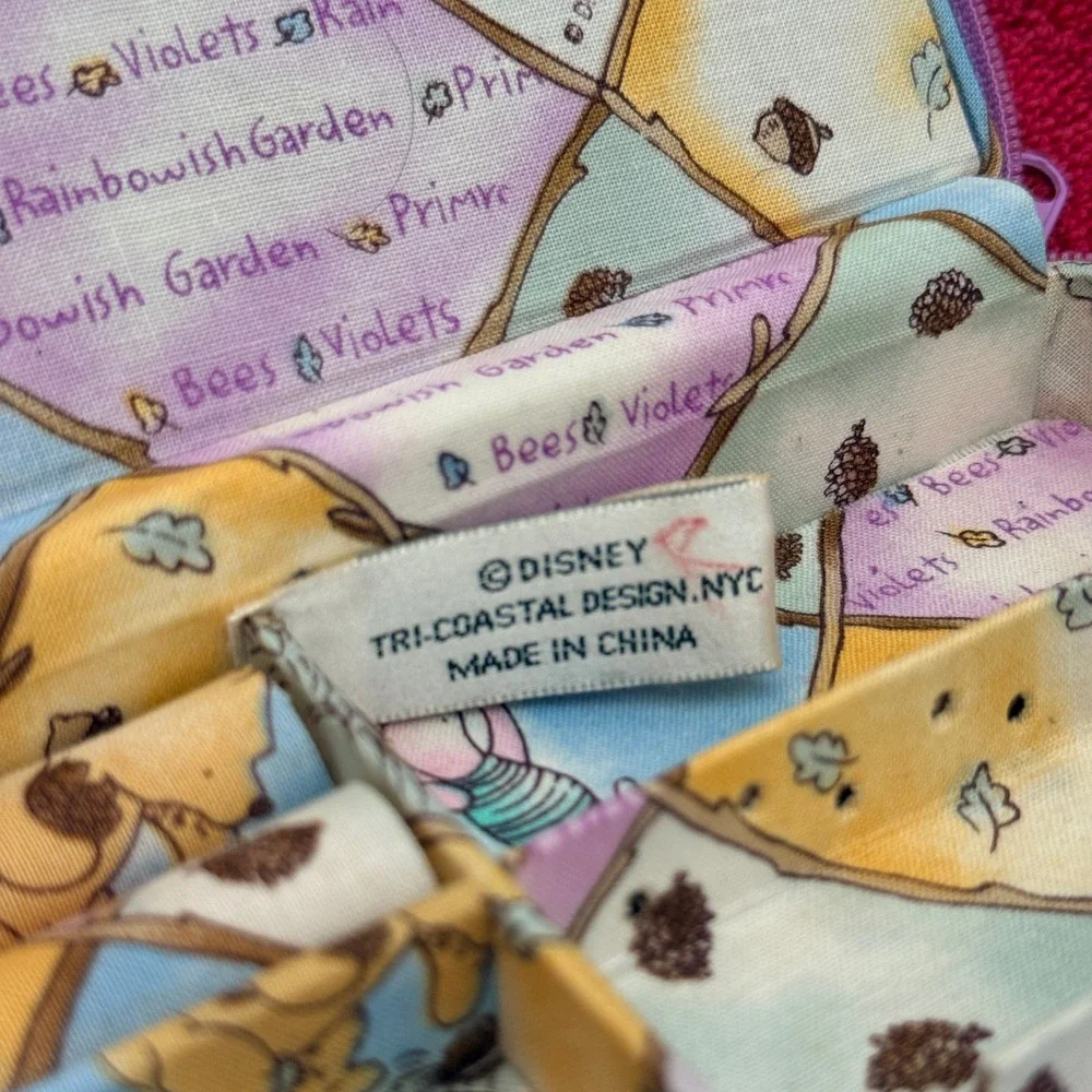 Disney Winnie the Pooh Vintage Pastel Patchwork Fabric Zip Closure Jewelry Case